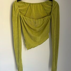 Asymmetrical Long Sleeve Top in Olive Green
